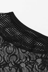 Sleeveless Print Hollow Lace Mesh Sheer Womens Steampunk Bodysuit 3 Colors - Product - 21