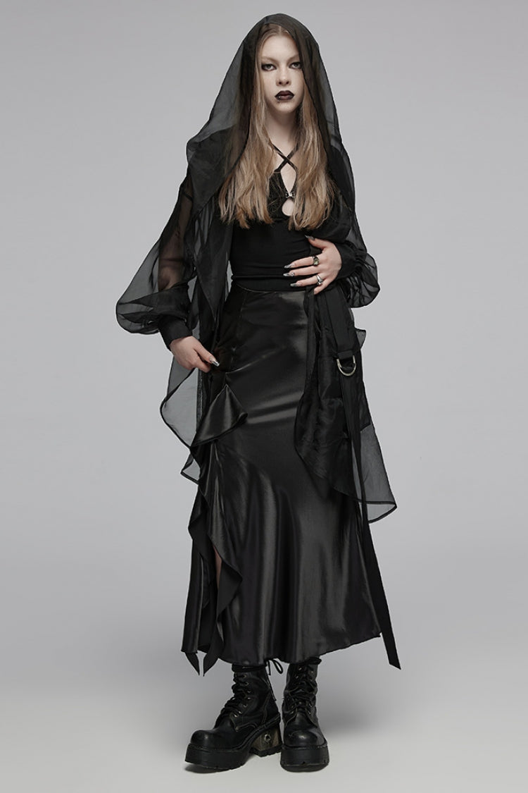Black Halterneck Drop Hollow Women's Punk Vest - Product - 4