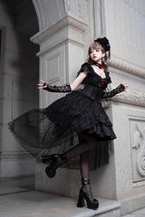 Black Elegant Bride Gorgeous Tea Party Gothic Lolita Tiered Dress - Product - 5