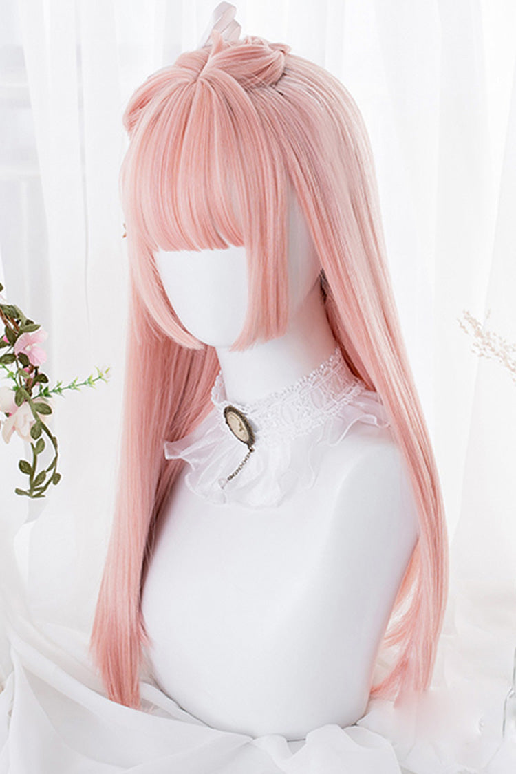 Pink Hime Cut Long Straight Hair Sweet Lolita Wig - Product - 2