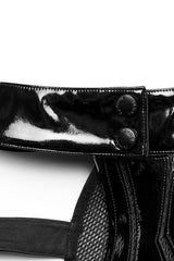 Black Stand Collar Women's Punk Patent Leather Body Harness - Product - 7