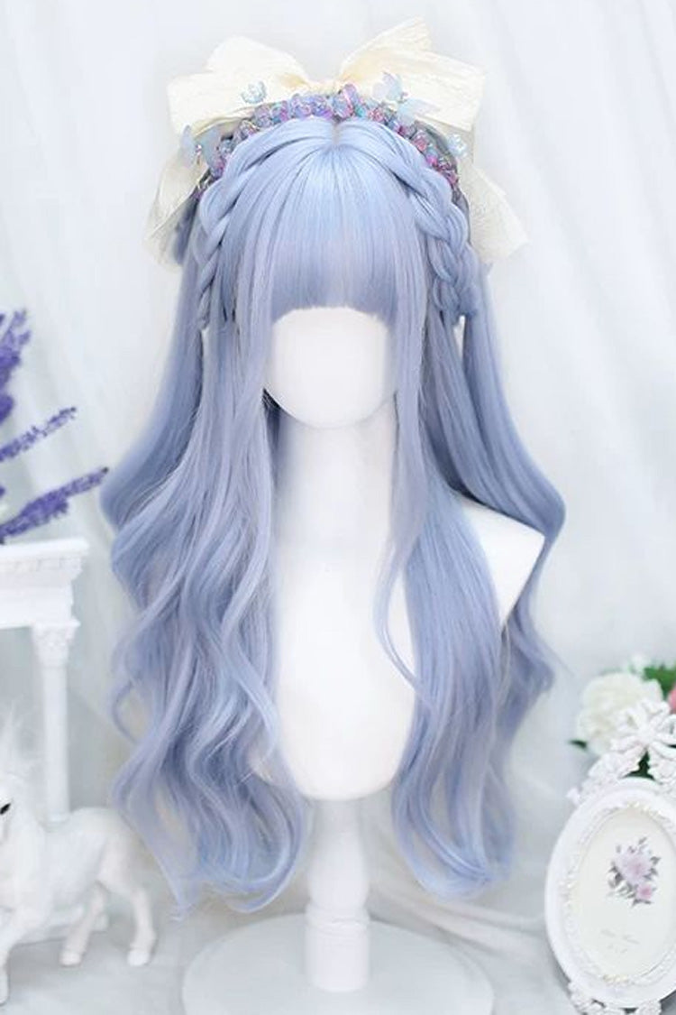 Sky Blue Sweet Lolita Gentle Curly Wig with Straight Bangs - Product - 2