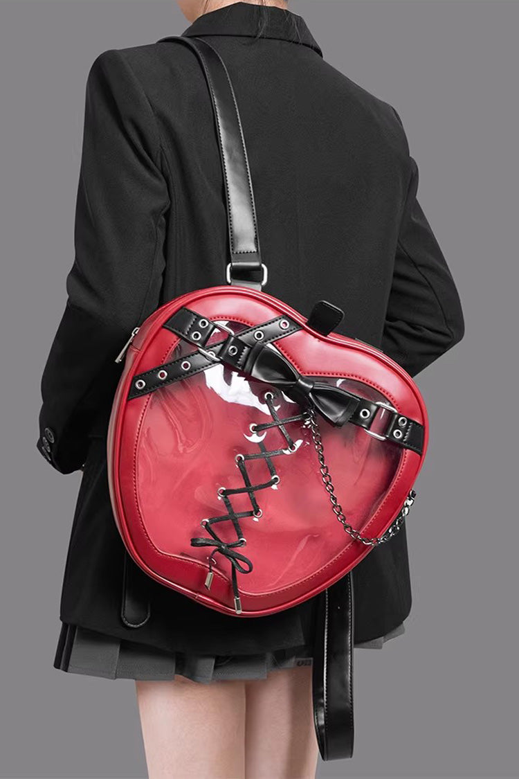 Red Bow Lace-Up Chain-Decorated Gothic Lolita Apple Itabag - Product - 7