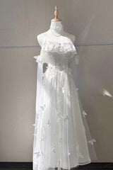 White [Summer Wind Chimes] 3D Butterfly Decoration Bowknot Sweet Lolita Jsk Dress - Product - 3