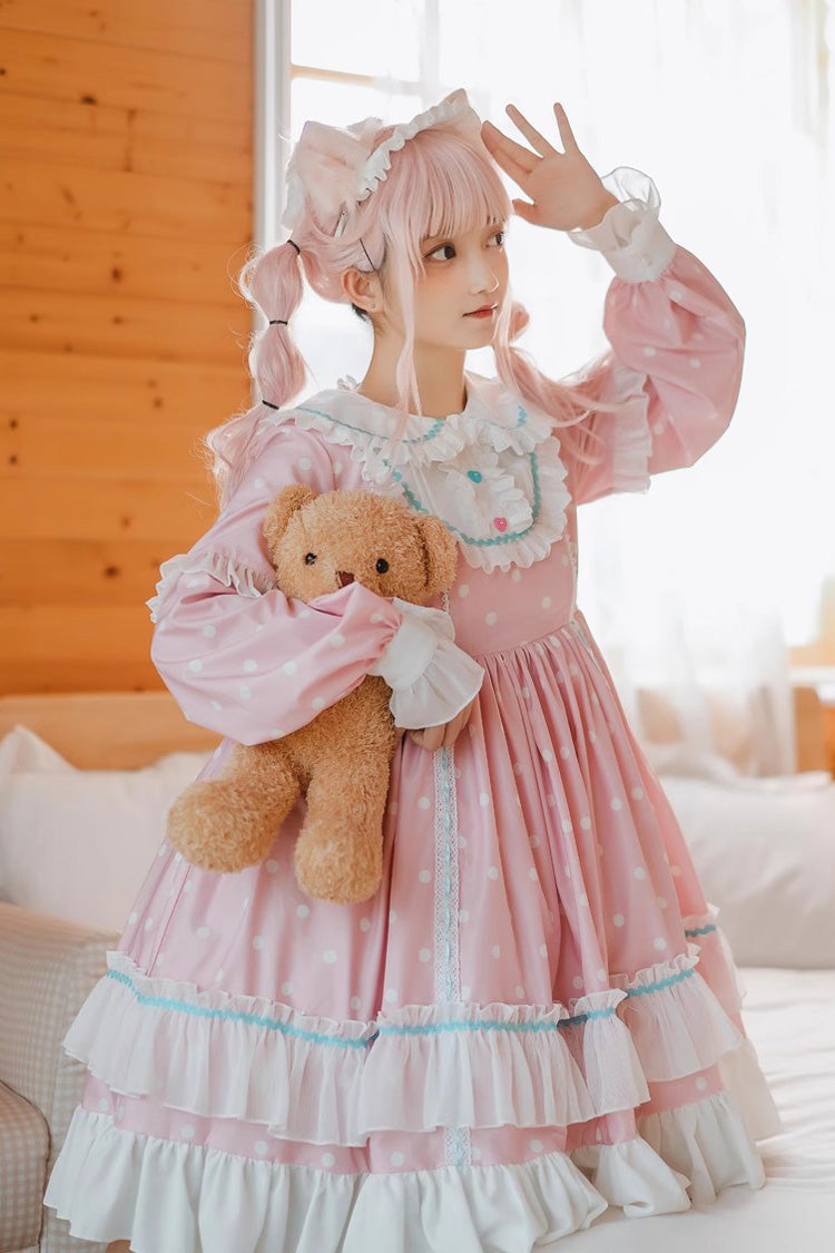 Toffee Bobo Long Sleeves Double Layer Print Ruffle Sweet Lolita Dress 2 Colors - Product - 6