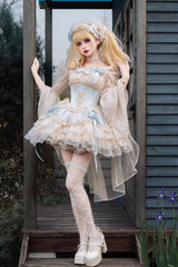 [Flowing Light Gift Box] Square Collar Sleeveless Multi-Layered Ruffled Bow Elegant Ballet Sweet Lolita Jsk Dress 6 Colors - Product - 2