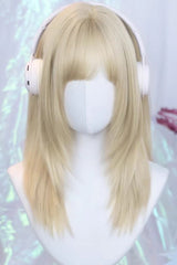Curtain Bangs Straight Sweet Japanese Lolita Wig 3 Colors - Beige-Gold - 1