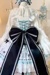 Mint Green [Bamboo Overture] Sleeveless Print Ruffle Bowknot Lace Sweet Lolita Dress - Product - 5