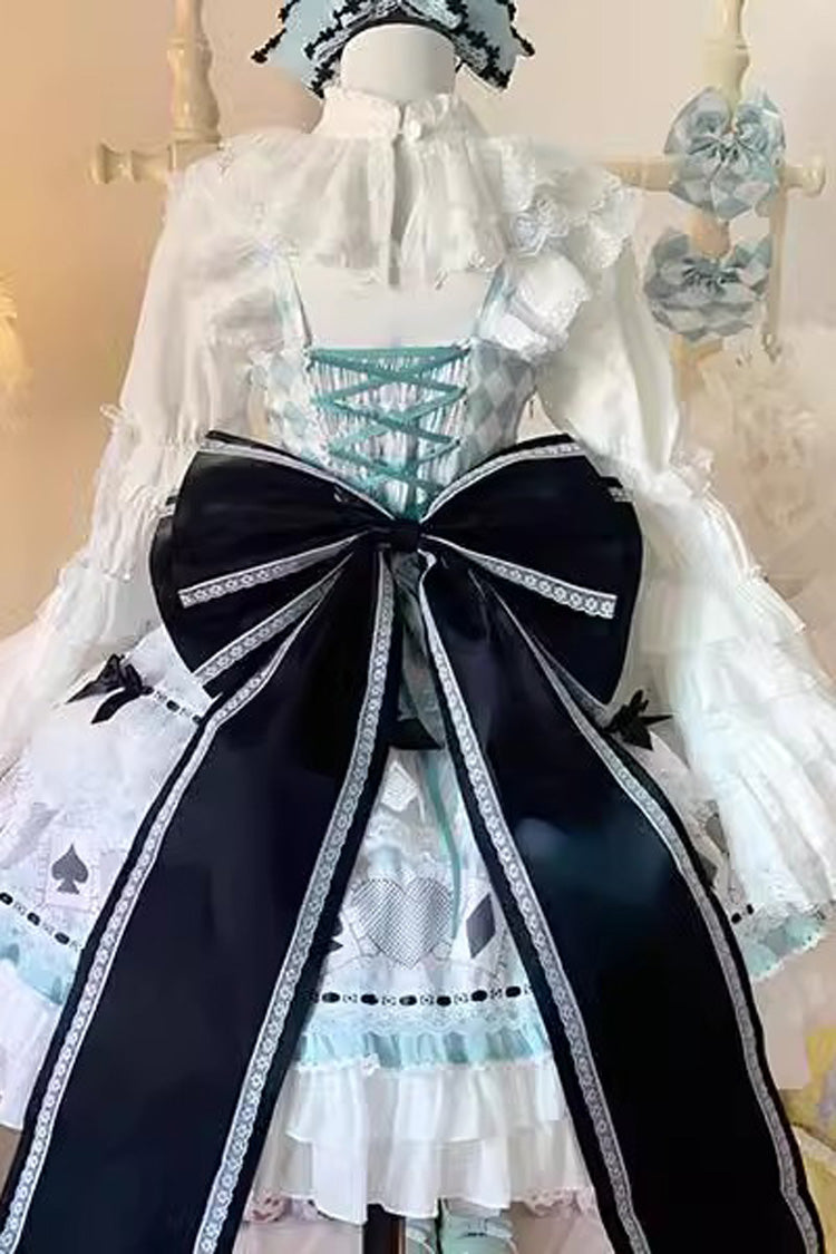 Mint Green [Bamboo Overture] Sleeveless Print Ruffle Bowknot Lace Sweet Lolita Dress - Product - 5