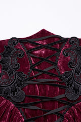 Black/Red High Waisted Lace-Up Women's Gothic Fishtailed Skirt - Product - 5