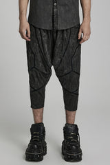 Black Stripes Print Baggy Men's Punk Pants - Black - 1