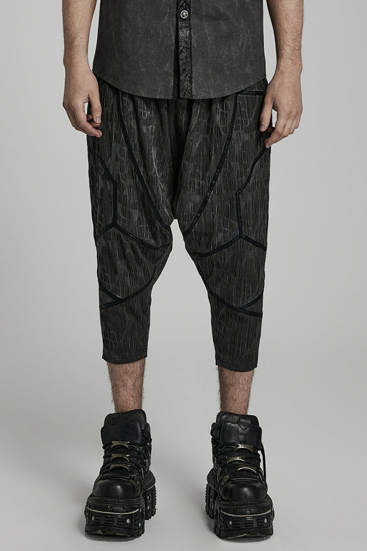 Black Stripes Print Baggy Men's Punk Pants - Black - 1