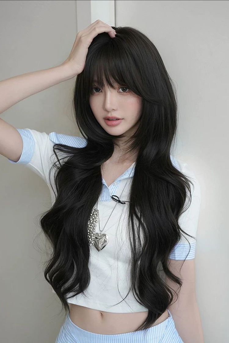 Blackish Brown Effortless Fluffy Layered Sweet Lolita Long Loose Big Wave Wig - Product - 6