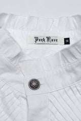 White Stand Collar Long Puff Sleeves Crochet Men's Gothic Blouse - Product - 9