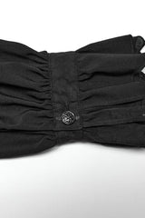 Black Stand Collar Ruffle Webbing Embellishment Mens Gothic Blouse - Product - 8