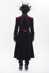 Black Stand Collar Long Sleeves Embroidered Color-Blocked Buckled Zippered Men's Gothic Palace Jacket - Product - 3