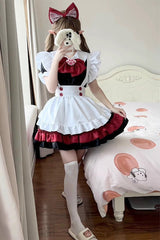 Black/Red/White [Vampire] Short Sleeves Ruffle Cat's Paw Bowknot Gothic Plus Size Lolita Dress Full Set - Product - 3