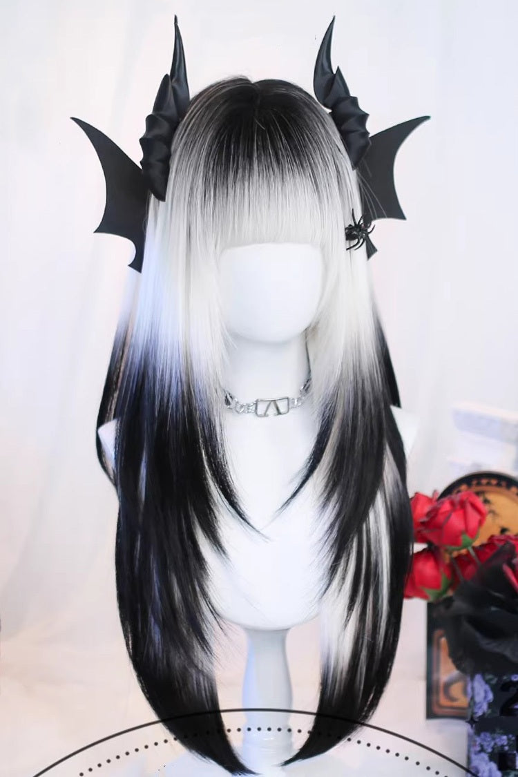 Black/White Natural Gradient Gothic Sweet Lolita Long Straight Wig - Product - 2