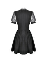Black Lace Short Sleeves Cross Ruffled Women's Gothic Graduation Dress - Product - 13