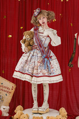 Multi-Color [Nutcracker] Sleeveless Print Ruffle Bowknot Sweet College Style Lolita Jsk Dress - Product - 5