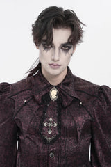 Red Printed Ruffled Bow Lace Men's Gothic Luxurious Royal Neckwear - Product - 6
