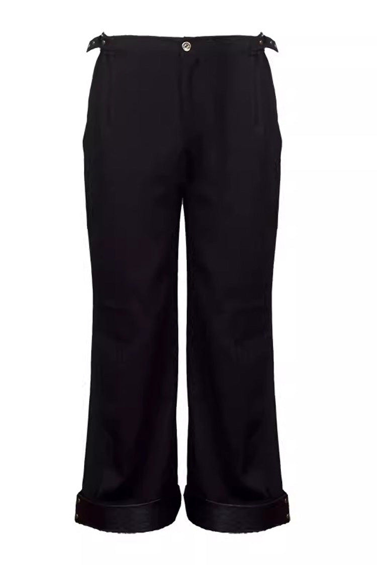 Black Stitching Slim Ouji Prince Handsome Lolita Cropped Pants - Product - 3
