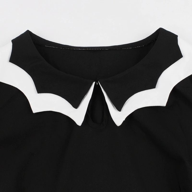 Bat Embroidery Women's Dress / Gothic Black A-Line Dress / Halloween Costumes - image 3
