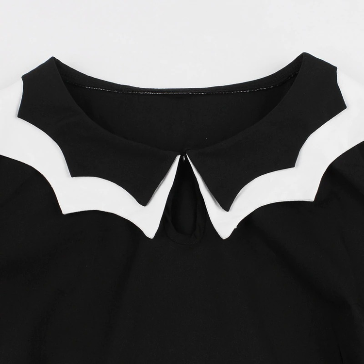 Bat Embroidery Women's Dress / Gothic Black A-Line Dress / Halloween Costumes - image 3