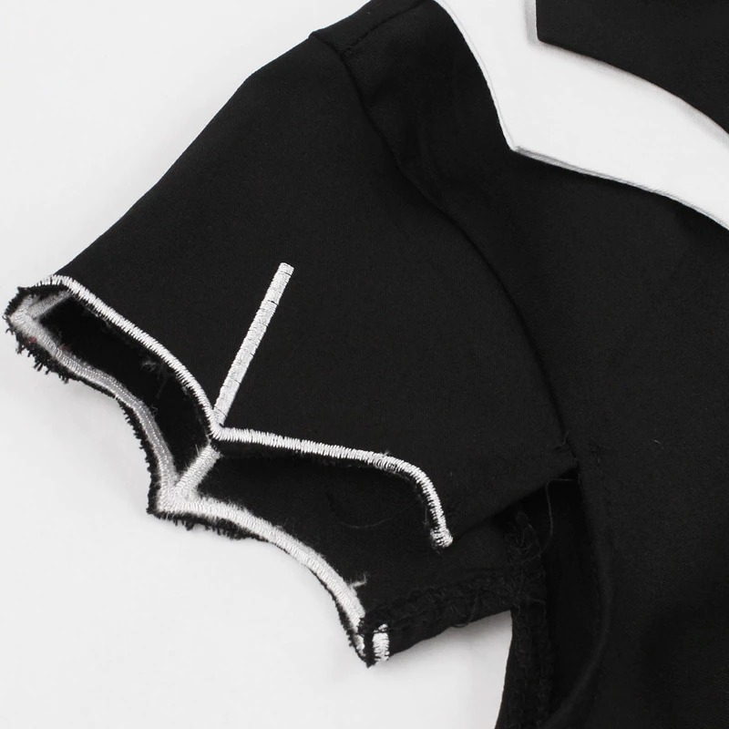 Bat Embroidery Women's Dress / Gothic Black A-Line Dress / Halloween Costumes - image 4