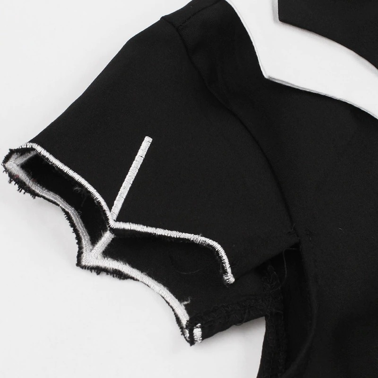 Bat Embroidery Women's Dress / Gothic Black A-Line Dress / Halloween Costumes - image 4