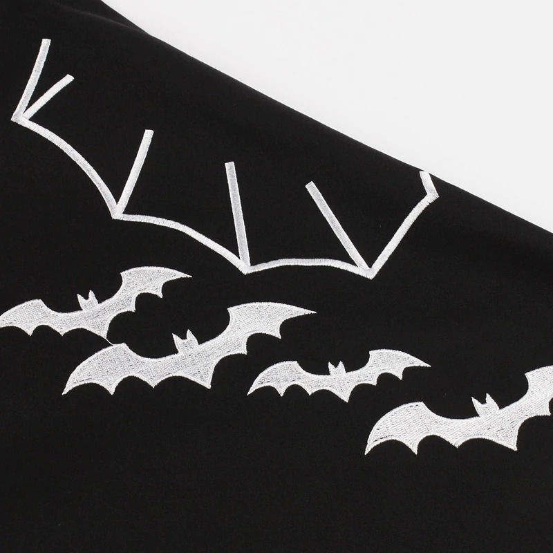 Bat Embroidery Women's Dress / Gothic Black A-Line Dress / Halloween Costumes - image 7