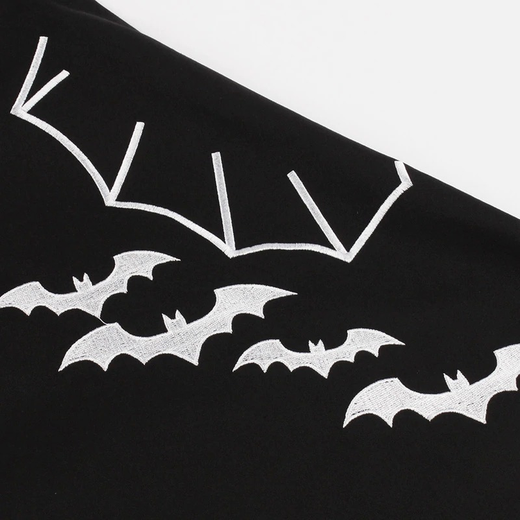 Bat Embroidery Women's Dress / Gothic Black A-Line Dress / Halloween Costumes - image 7