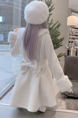 Snow Plush and Thickened Long Sleeves Bowknot Sweet Lolita Coat 2 Colors - Product - 3