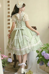 Green Doll Window Ruffle Sweet Lolita Jsk Tiered Dress - Product - 9