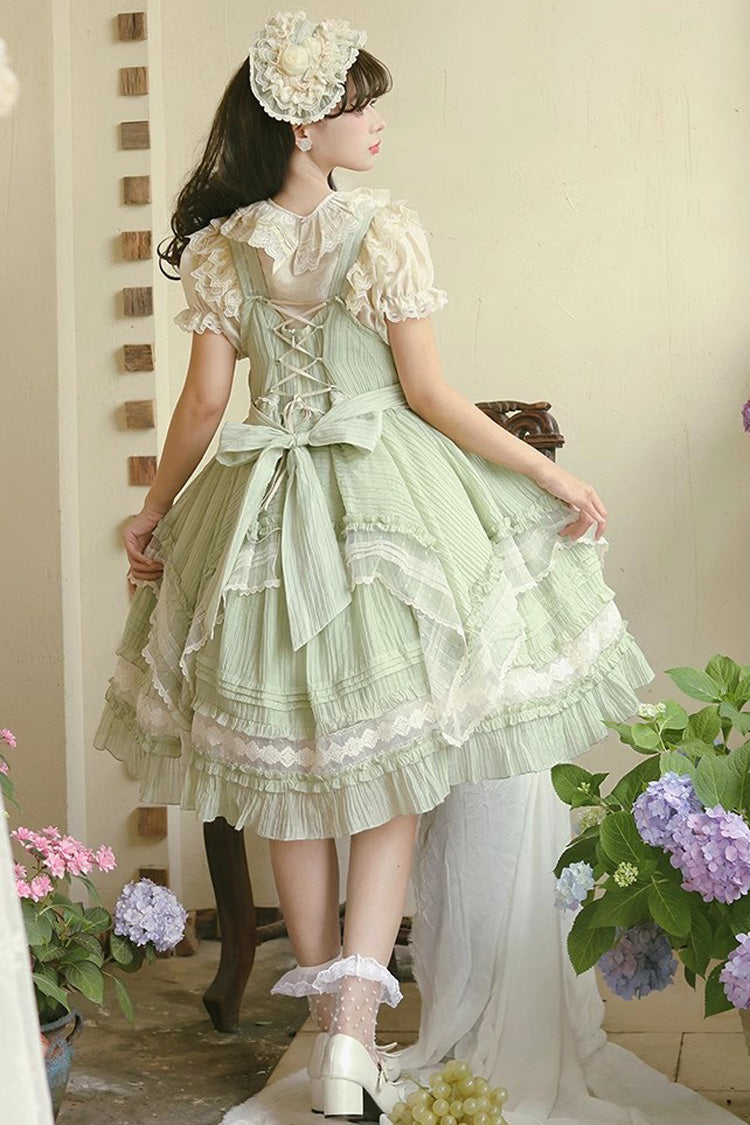 Green Doll Window Ruffle Sweet Lolita Jsk Tiered Dress - Product - 9