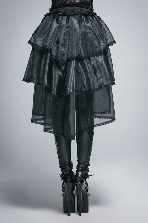 Black Gothic Elastic Waist Organza Swing Multi Layer Lace Sexy Puffy Womens Half Skirt - Product - 5