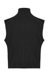 Black Sleeveless Bucke-up Zip Men's Punk Vest - Product - 8