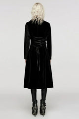 Black Stand Collar Jacquard Print Stitching Womens Gothic Coat - Product - 4