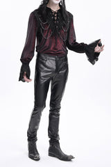 Black Faux Leathet Button Men's Gothic Pants - Product - 7