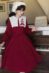 Tulip Long Puff Sleeves Embroidery Slim Sweet Lolita Coat 2 Colors - Product - 10