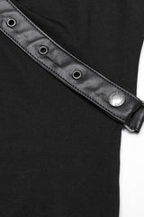 Black Halterneck Sleeveless Buckle Strap Women's Punk Vest - Product - 8