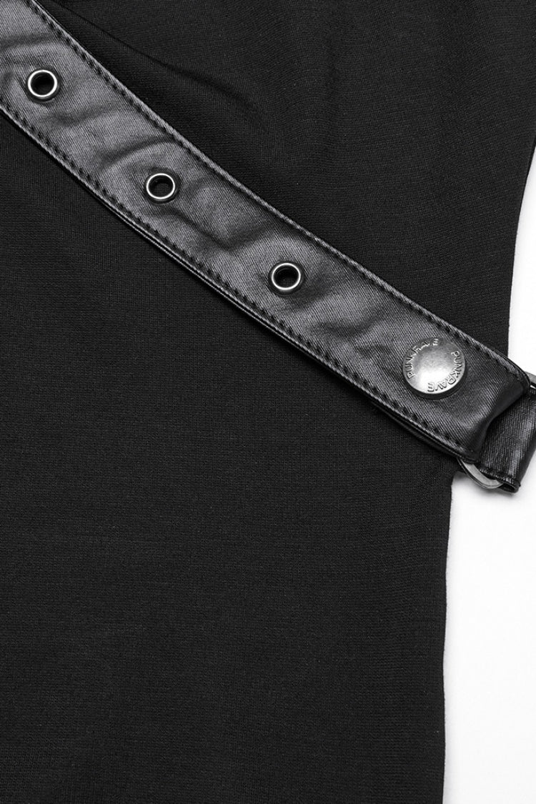 Black Halterneck Sleeveless Buckle Strap Women's Punk Vest - Product - 8