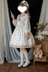 Ivory Sailor Collar Print Ruffle Bowknot Sweet Elegant Lolita Dress - Product - 3