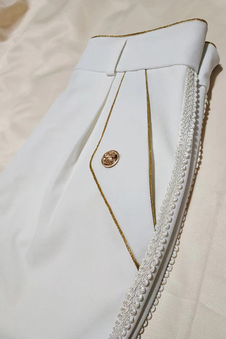 Prince Style Retro Immortal Rose Ouji Lolita Trousers - White - 2