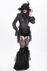 Black Ruffle Stitching Lace-Up Mesh Women's Gothic Shorts - Product - 8