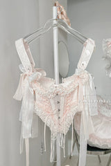 Pink Boat Neck Ruffled Bow Sweet Princess Lolita Dress - Waist-Corset(Only) - 14