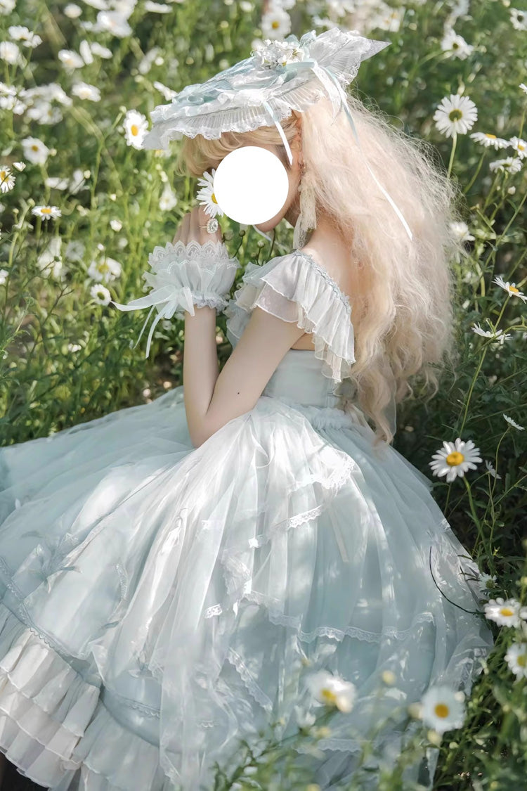 Light Green [Love Is Coming] Multi-layer Ruffle Embroidery Bowknot Sweet Princess Lolita Jsk Dress - Product - 7