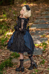 Black/Blue Ruffle Cardigan Bowknot Lace Classic Lolita Dress - Product - 6