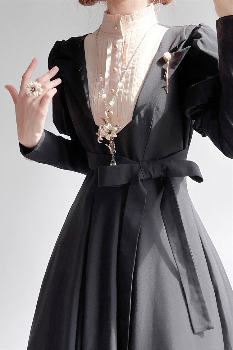 Black Nun Long Puff Sleeves High Waisted Gothic Plus Size Lolita Dress - Product - 5