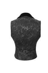 Black Velvet 3D Jacquard Low Collar Women's Gothic Waistcoat - Product - 8